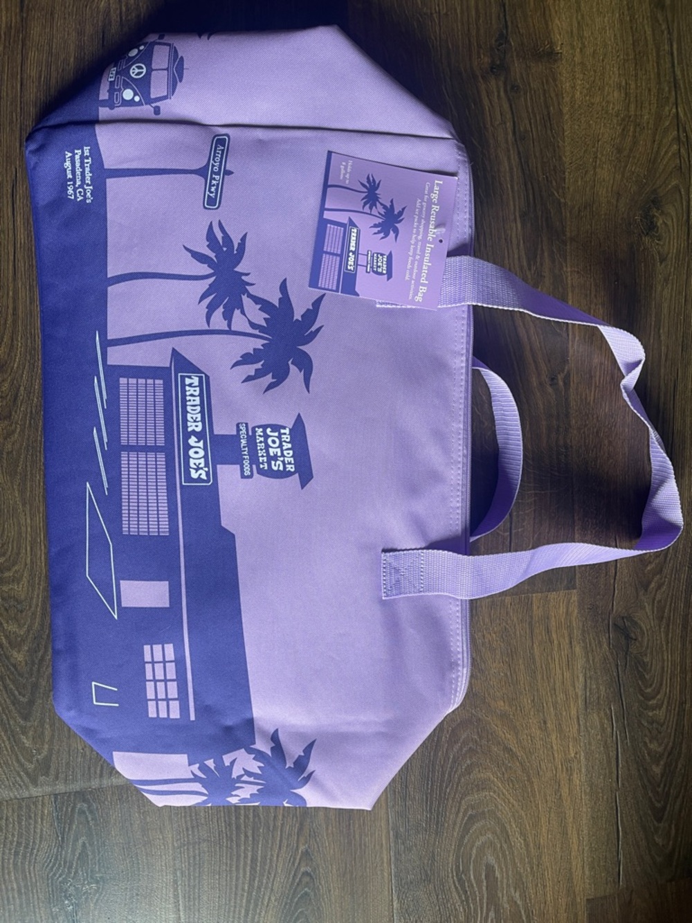 Trader Joe's Purple insulated 8 gallon Tote Bag